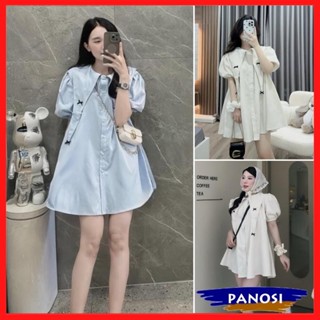 Váy kiểu nữ tiểu thư váy babydoll cổ nhọn 4 nơ chất vải thô hàn cao cấp váy nơ cổ piter xinh xắn V179 PANOSI
