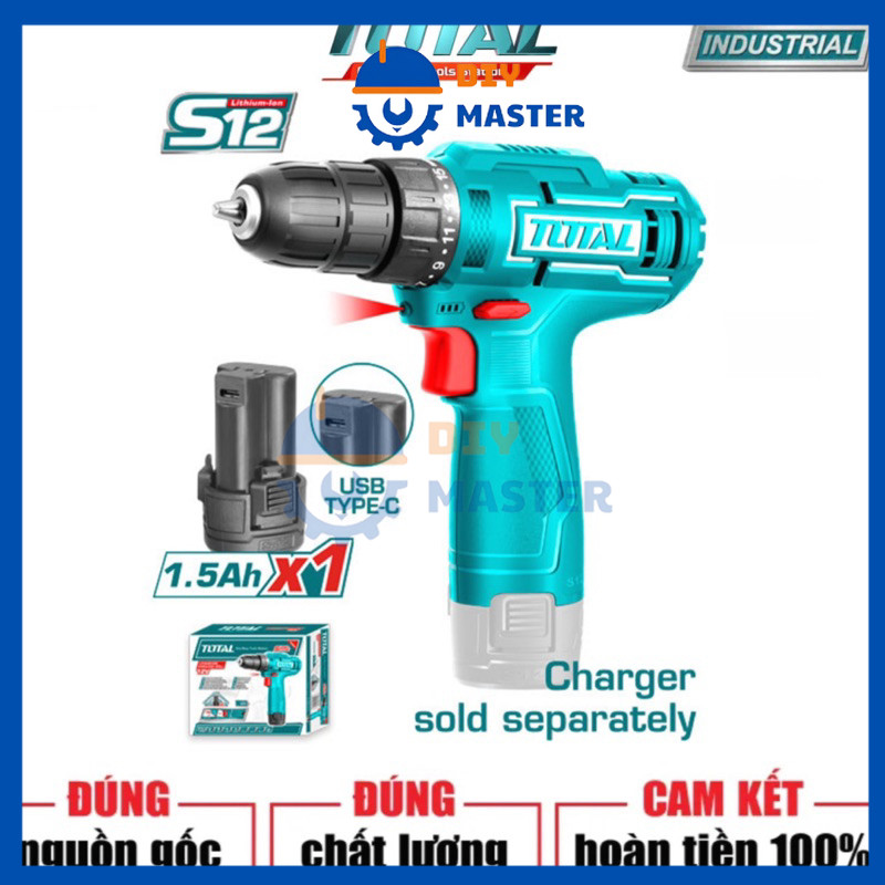 Máy khoan vặn vít dùng pin Total 12V TDLI12415 - Dụng cụ đa năng cho mọi công việc sửa chữa