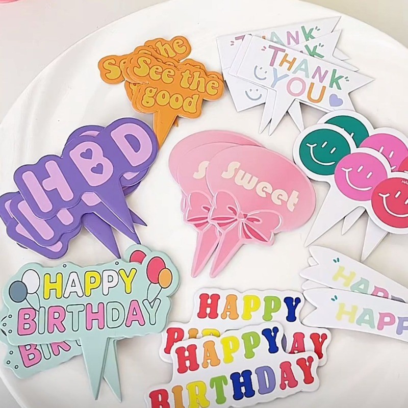 63 Cái / bộ Phong Cách Hàn Quốc Trang Trí Bánh Sinh Nhật plugin Tiệc Bánh plugin Giấy Trang Trí plug