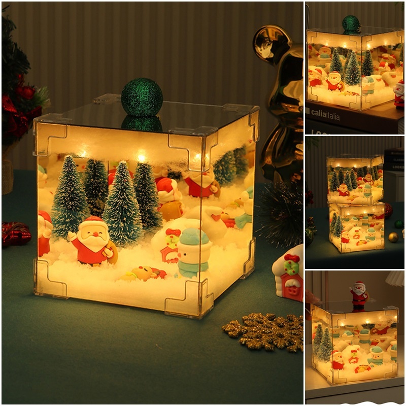 Ông Già Noel Để Bàn Trang Trí Giáng Sinh Nightlight Chất Liệu Gói Quà Tặng Handmade