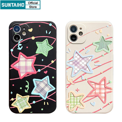 Suntaiho Thẩm Mỹ Độc Đáo Vỏ Điện Thoại Họa Tiết Ngôi Sao Nhiều Màu Sắc Cho Iphone 16 15 14 13 12 11 Pro Max IP 7 8 Plus Iphon X Xs XR Xs Max Silicon Mềm Cao Cấp Chống Sốc Ốp Lưng