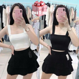 [A21] Áo croptop 2 dây bảng to chất cotton_ảnh mộc