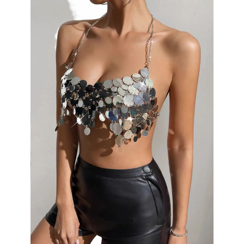 Áo Yếm Đính Đá Bling Bling - Áo Croptop Đính Đá Bling Bling