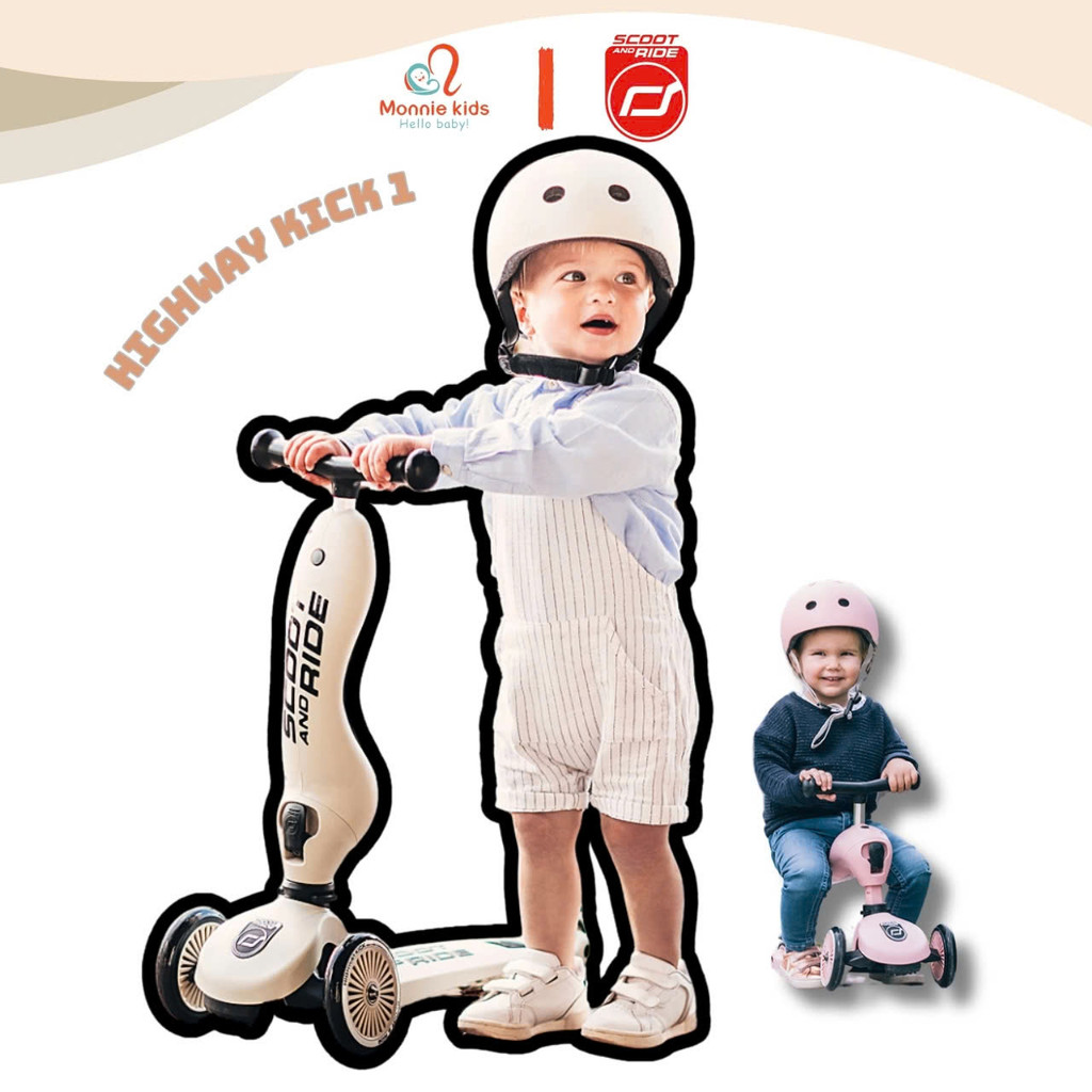 Xe trượt scooter cho bé Scoot and Ride Highwaykick 1, xe chòi chân 3 bánh trẻ em 3in1 - Monnie Kids