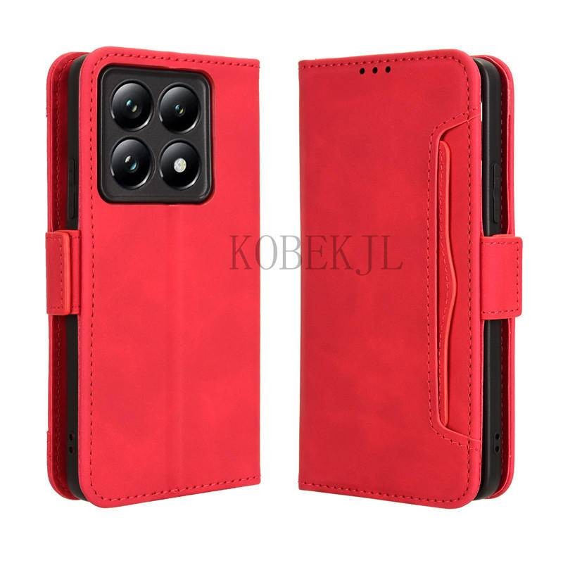 Ốp điện thoại Xiaomi 14T Pro 14TPro mi14T Khe cắm thẻ nhiều khe cắm bằng da PU Flip Wallet Case Soft