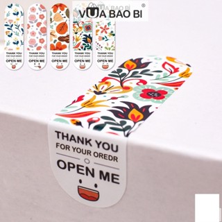 Set 100 Sticker cám ơn dán hộp niêm phong nghệ thuật TE04,dán hộp bao bì đóng hàng họa tiết Vinatage