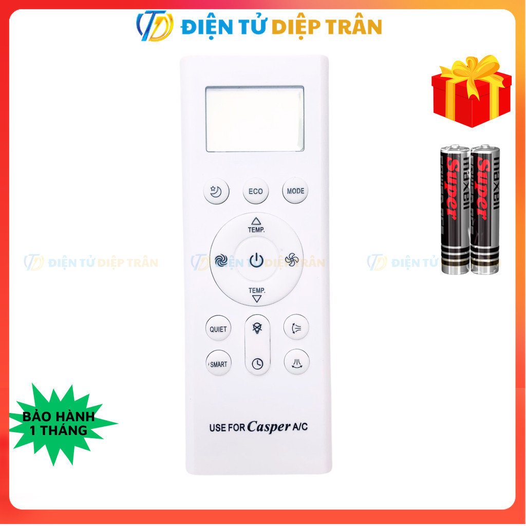 Điều khiển điều hòa CASPER Mã 08, remote máy lạnh CASPER LC-09FS33 - Tặng kèm pin - ĐT Diệp Trân
