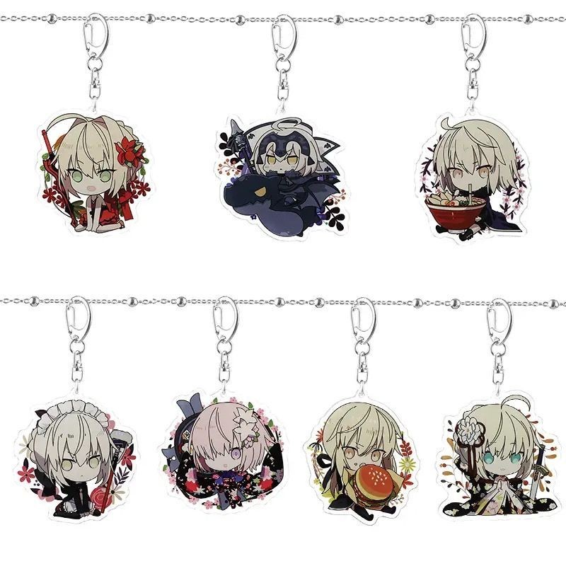 7pcs Game Fate/Grand Order Key Chain Mash Altria Saber Nero Kawaii Backpack Pendant Decorati