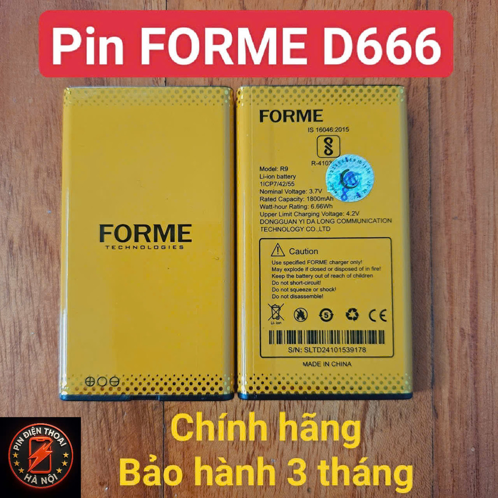 Pin điện thoại FORME D666 chính hãng- Bảo hành 3 tháng - 1800 mAh