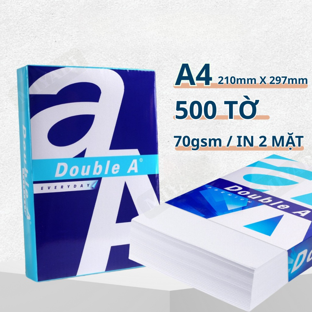 Giấy in a4 Double A 70gsm đóng gói 500 tờ/ tập - Giấy a4 văn phòng phẩm giấy photo copy - HODIME STO