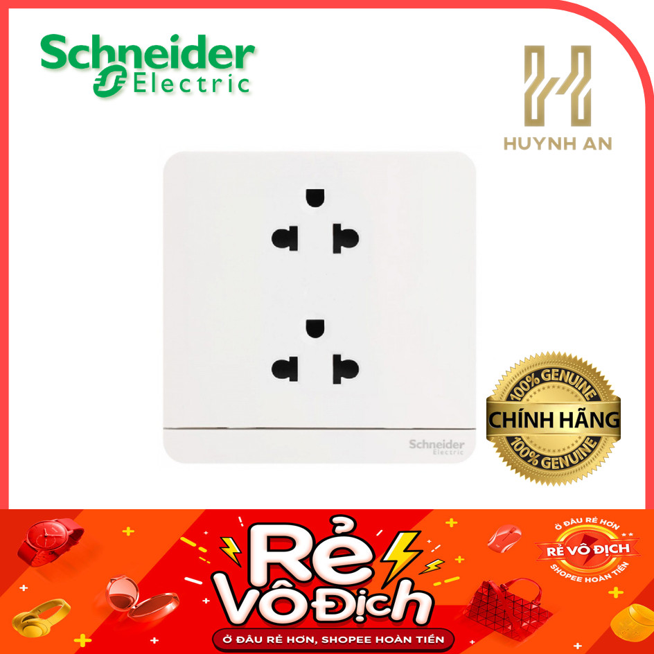 Bộ ổ cắm đôi 3 chấu vuông 16A dòng AvatarON - Schneider Electric - E83426UES2_WE_G19 E83426UES2_WG_G