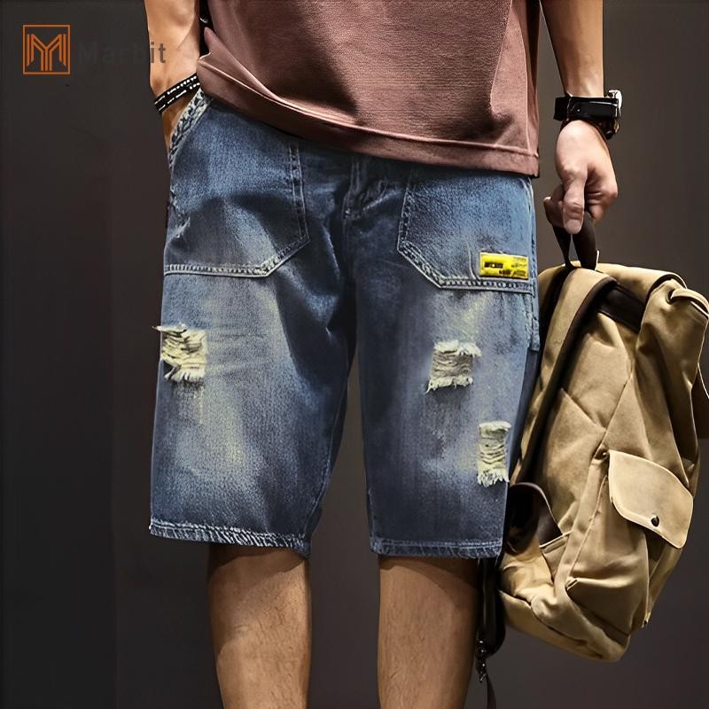 Marbit Nam Thời Trang Baggy Cargo Jean Quần Short Nam Nhiều Túi Boardshorts Quần Short Denim Tổng Th
