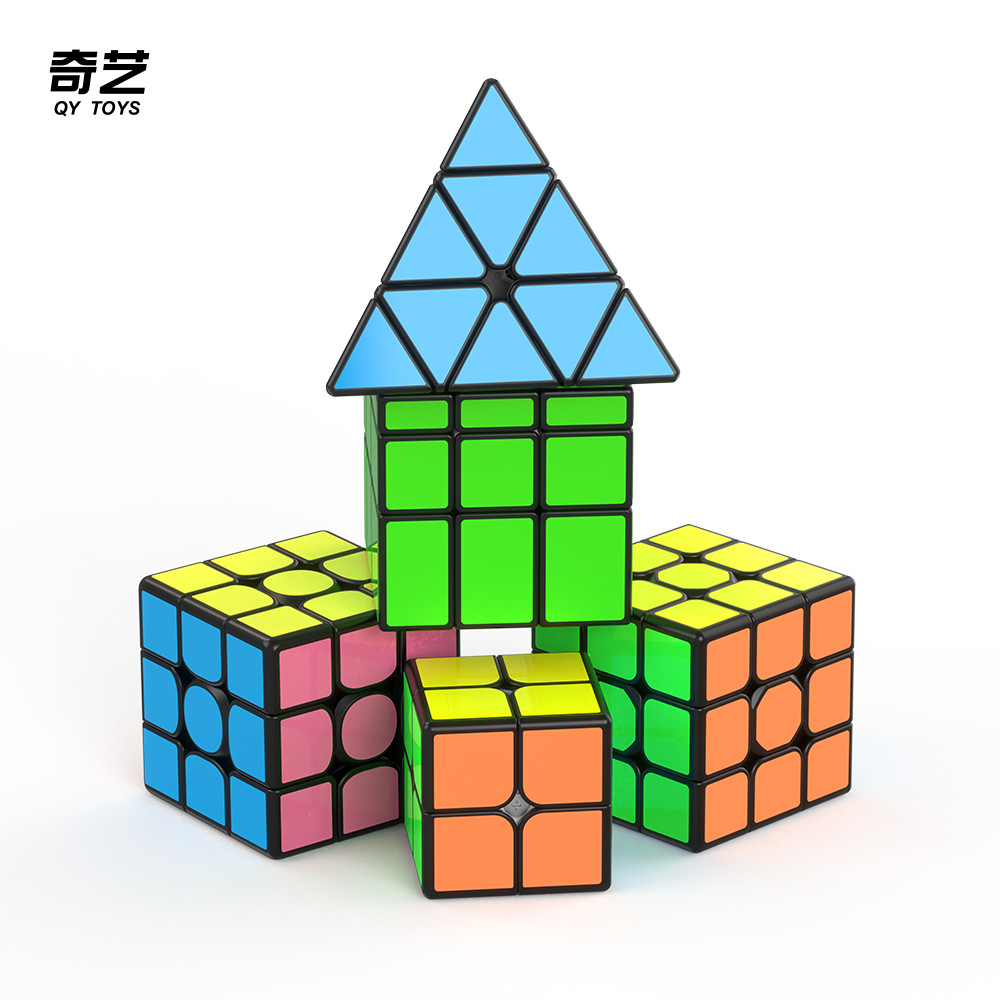 QiYi Fluorescent Sticker Cube 2x2 3x3 Pyraminx Mirror Cube Professional Speed Cube Puzzle Toys