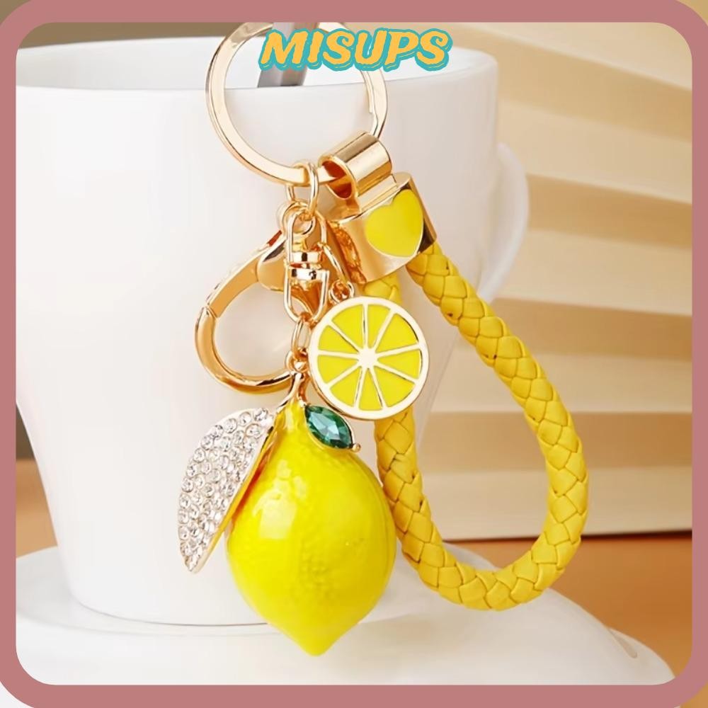 MISUPS ​​Nhẫn chìa khóa kim cương giả​​, ​​ Thiết kế​​ Đá lấp lánh​​ Móc khóa chanh​​, Tay nghề thủ 