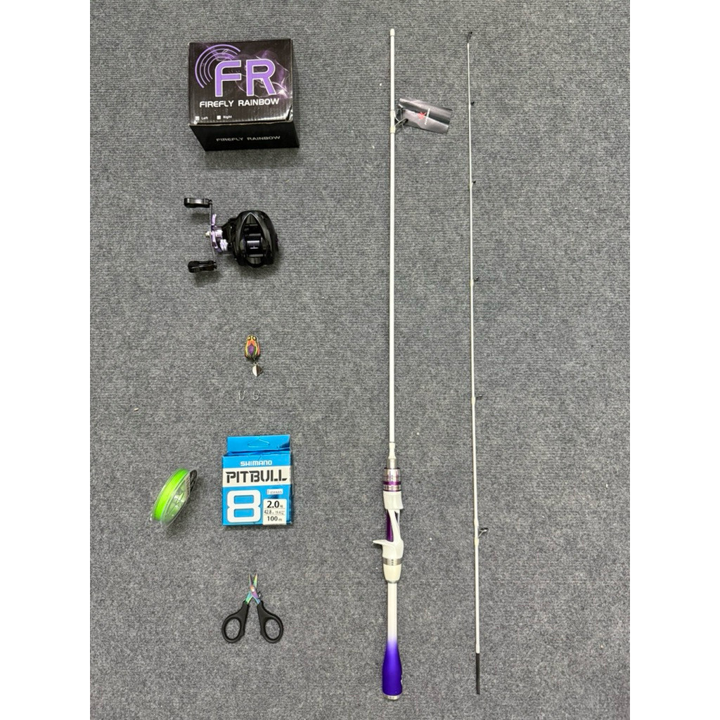 Combo Cần UL Hoàng Đế + Máy Ngang FR200 Tím Đen – Drag Click – Quăng Xa Cực Mượt