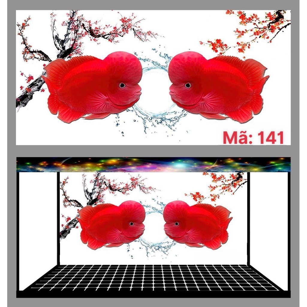 Tranh 3D Dán Hồ Cá Dán Bể Cá Mẫu Cá La Hán Khỉ Đỏ, Cá La Hán King KamFa Tặng Kèm Tem Cảnh Báo