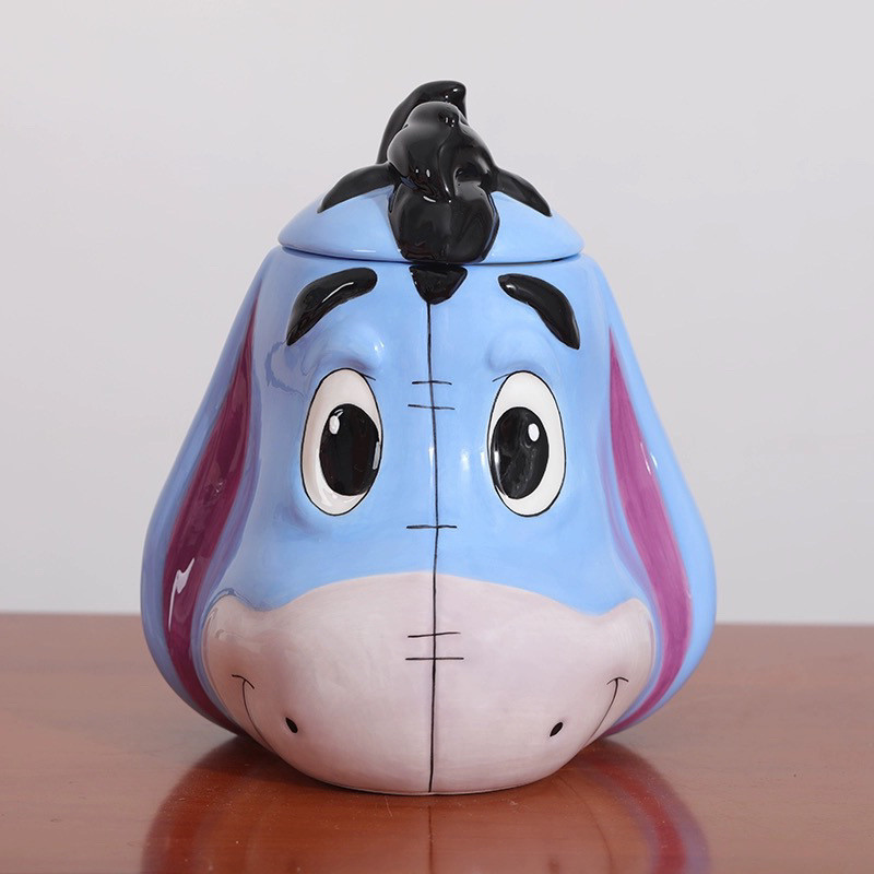 Winnie the Pooh Eeyore Donkey Storage Jar Hoạt Hình Dễ Thương Dung Tích Lớn Kẹo Quà Tặng Gốm Heo Đất