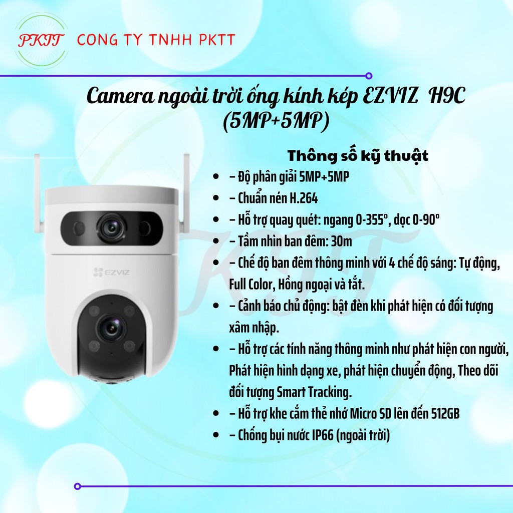 Camera WiFi quay quét, ống kính kép EZVIZ H9c Dual (5MP+5MP)