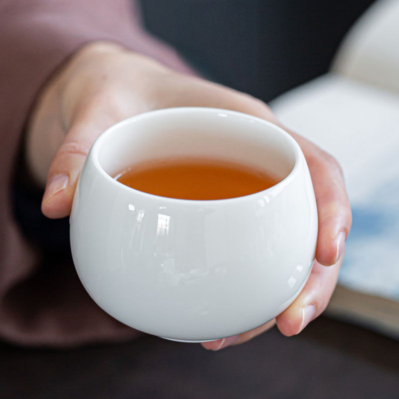 Dehua Sứ Trắng Master Cup Da Lột Ngọc Sứ Kích Thước Lớn Thiền Cốc Hộ Gia Đình Đơn Trà Gốm Trà Cup Ah