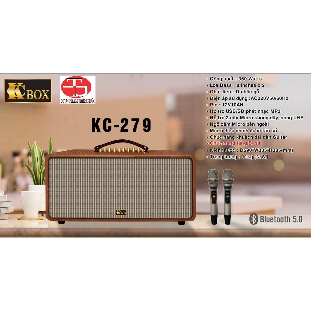 Loa di động xách tay KCbox KC-279 - 2micro có delay, reverb - Hoàng Phúc audio
