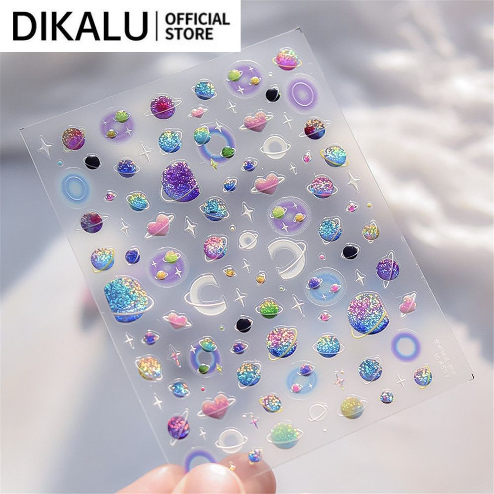 Tomoni Nail Art Happy Planet Stickers Jelly Nail Sticker Colorful Planet Cartoon Decal Trang trí món