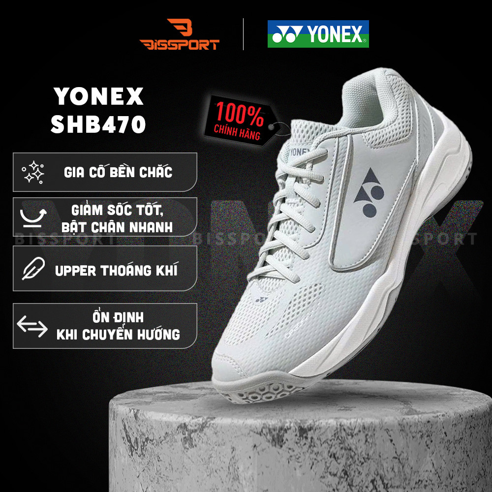 Giày Cầu Lông Yonex SHB470CR Xám Xanh Chính Hãng - Nhẹ Nhàng - Đế Tổ Ong Siêu Bám - Bám Mọi Sàn - Bề