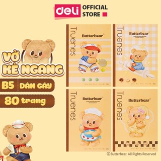 Vở Kẻ Ngang Butter Bear Deli Gấu Bơ 80 Trang Vở Học Sinh Ghi Chép Đa Dạng Mẫu Mã Đại Học Làm Quà Tặng Đồ Dùng Học Tập