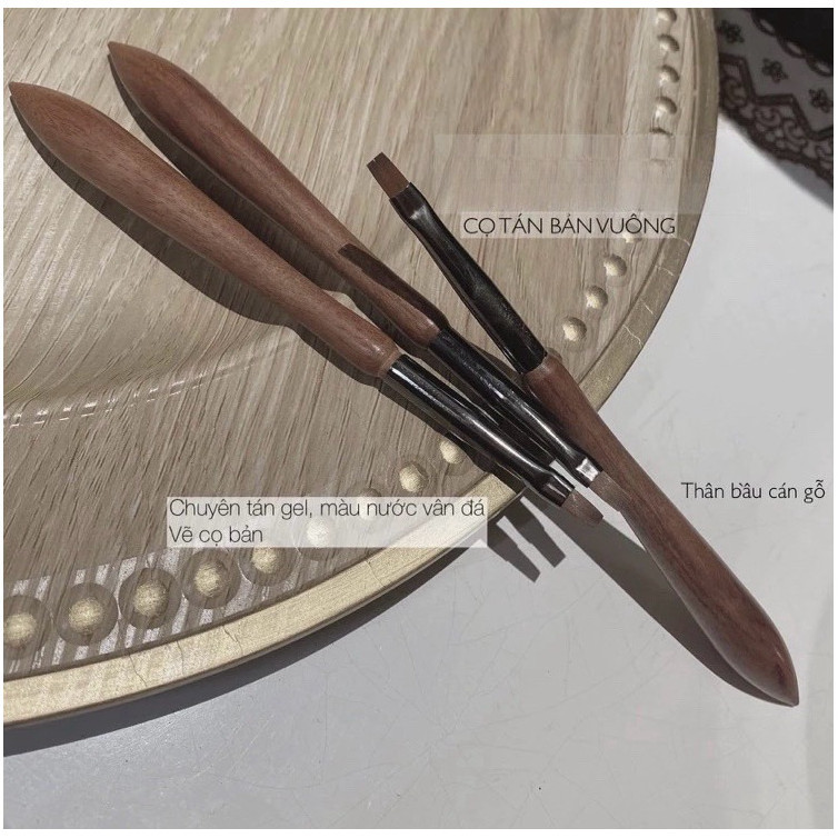 Cọ vẽ màu nước, vân đá chuyên dụng cán gỗ bầu bản vuông phukiennails09