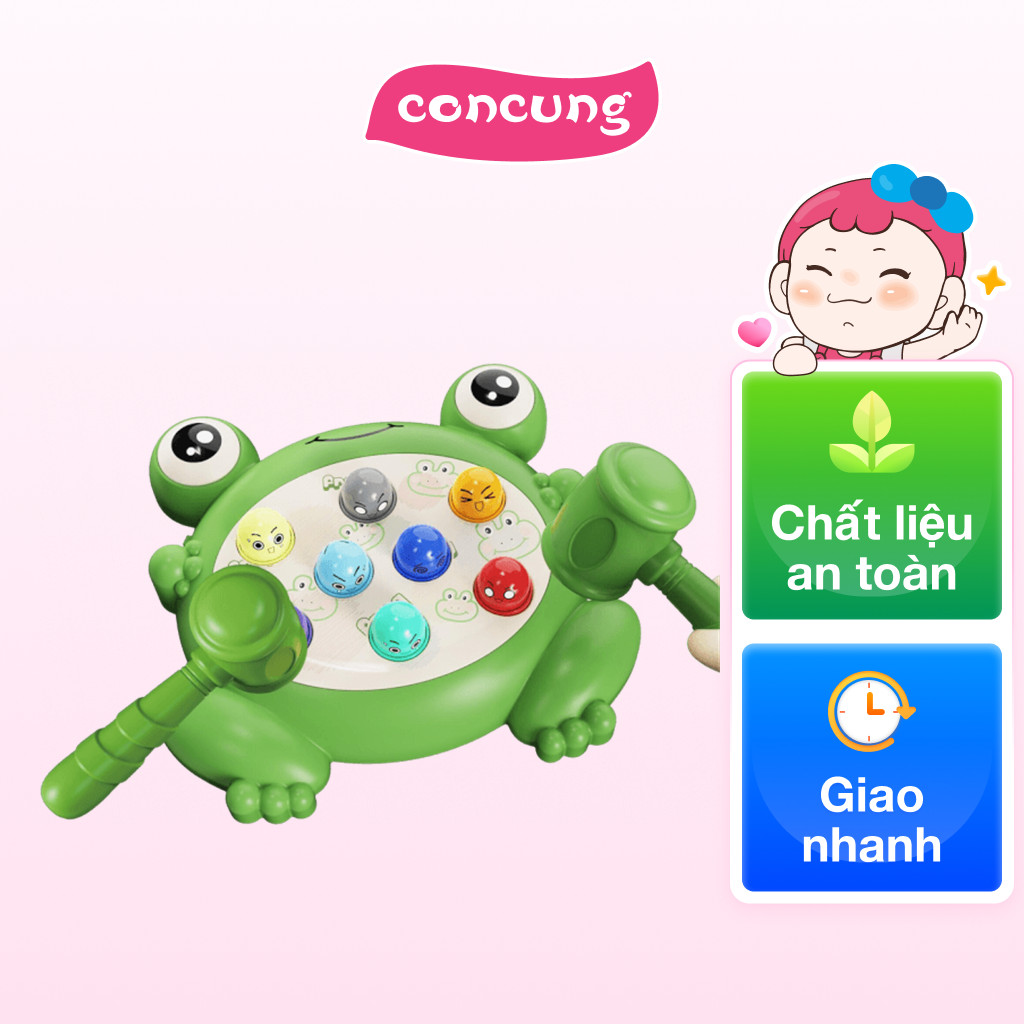 Bộ hình ếch con đập thú có nhạc HW24030610 C404 (Xanh lá)