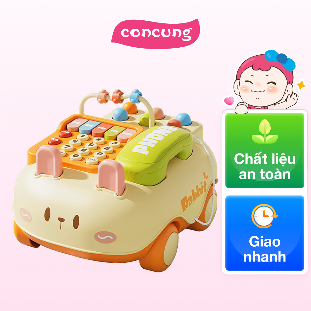 Xe điện thoại hình thỏ 2in1 có nhạc đèn và luyện tay LH16880841 C407 (Cam)