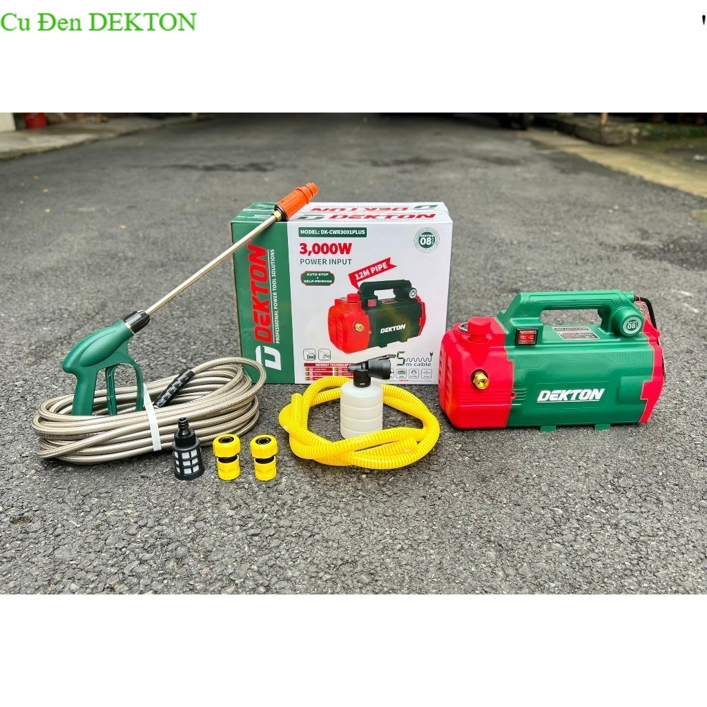[Giá tốt] Máy Rửa Xe Dekton 3001W / DK-CWR3000PLUS / Có chỉnh áp dây lớn . Cu Đen DEKTON