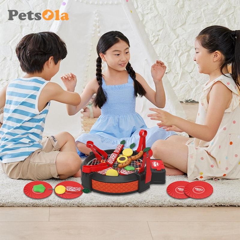 27 Miếng Trẻ Em Nướng BBQ Đồ Chơi Với Âm Thanh Thực Tế Và Thực Phẩm Lật Giả Vờ Chơi Vai Trò Chơi Bộ 