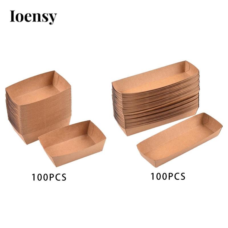 Ioensy 100 Chiếc Mang Thức Ăn Phục Vụ Thuyền Hộp Đựng Cho Nachos Khoai Tây Chiên Pháp Hot Dog