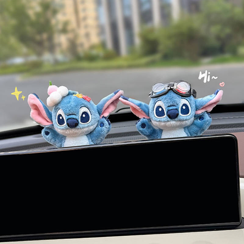 Lying Stitch Lying Decoration Car Female Control Screen Doll Display Screen Disney Car Decoration TV
