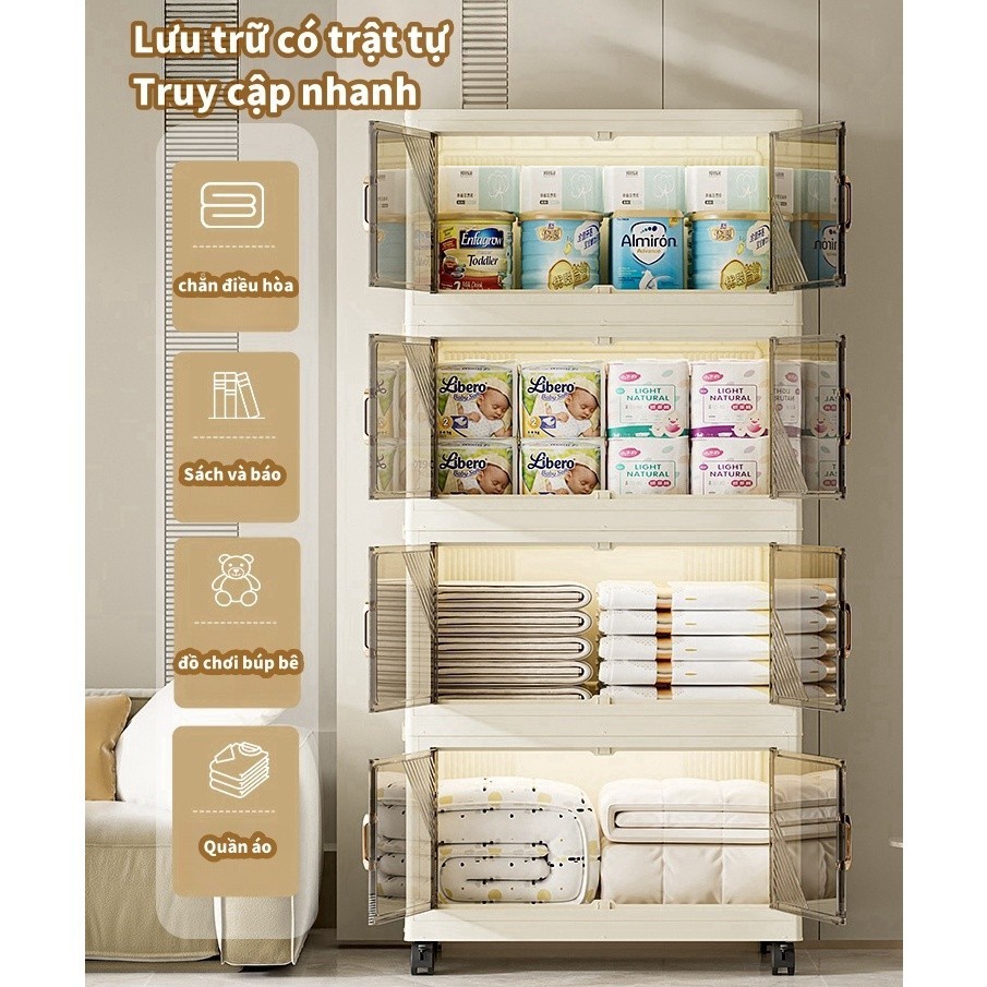 Tủ đựng đồ gấp mới không cần lắp đặt, chịu lực tốt, tủ đẹp, chất liệu nhựa PP mẹ và bé, đựng quần áo và đồ lặt vặt | BigBuy360 - bigbuy360.vn