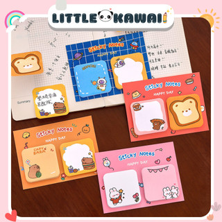 Giấy note ghi chú 30 tờ x 2 tệp hoạt hình capybara, gấu, thỏ có keo dính