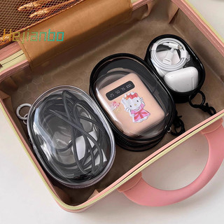 Túi đựng mỹ phẩm trong suốt PVC màu đen mới Bộ sắp xếp trang sức Cáp dữ liệu di động Tai nghe Túi lưu trữ sạc tiền xu