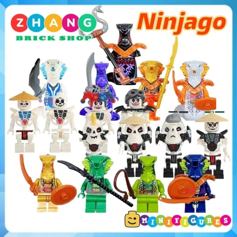 Đồ chơi xếp hình Ninjago Season 11 tộc rắn Pythor snales char và tộc xương Krazi kruncha nuckal Mini
