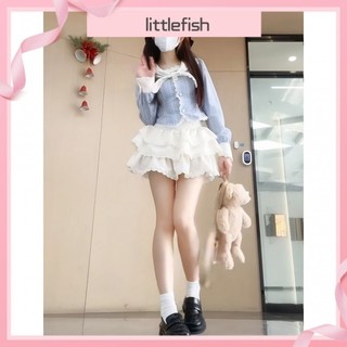 [Littlefish] Đầu mùa xuân Cô gái Pháp Pure Desire Style Ngắn Slim-fit Eo hẹp Slimer Look Sweet Spicy Top Women + High Eo Slimer Look Pettiskirt Two @ -