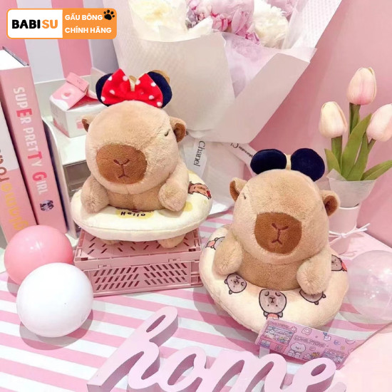 Capybara Đeo Phao Gấu Bông Capybara Nhỏ Dễ Thương Capybara Mini Tai Mickey Có Dây Treo Làm Đồ Trang 