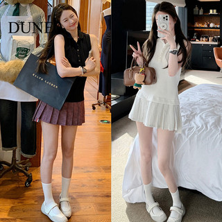 Đầm Polo không tay chắp vá in họa tiết DUNEA dành cho nữ
