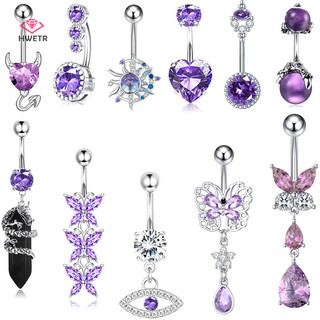 Hwetr Thời Trang Trái Tim Bướm Bụng Nút Nhẫn Dành Cho Nữ Bé Gái Thép Không Gỉ Tinh Tế Zircon Rốn Nhẫn Cơ Thể Trang Sức Quà Tặng Mới