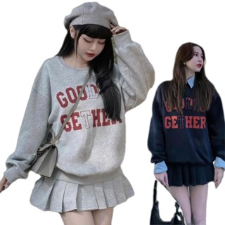 Set Váy Nỉ Xếp Ly In Chữ Goodto Gether Phong Cách Hàn Quốc Freesize 40_70kg Dành Cho Nữ