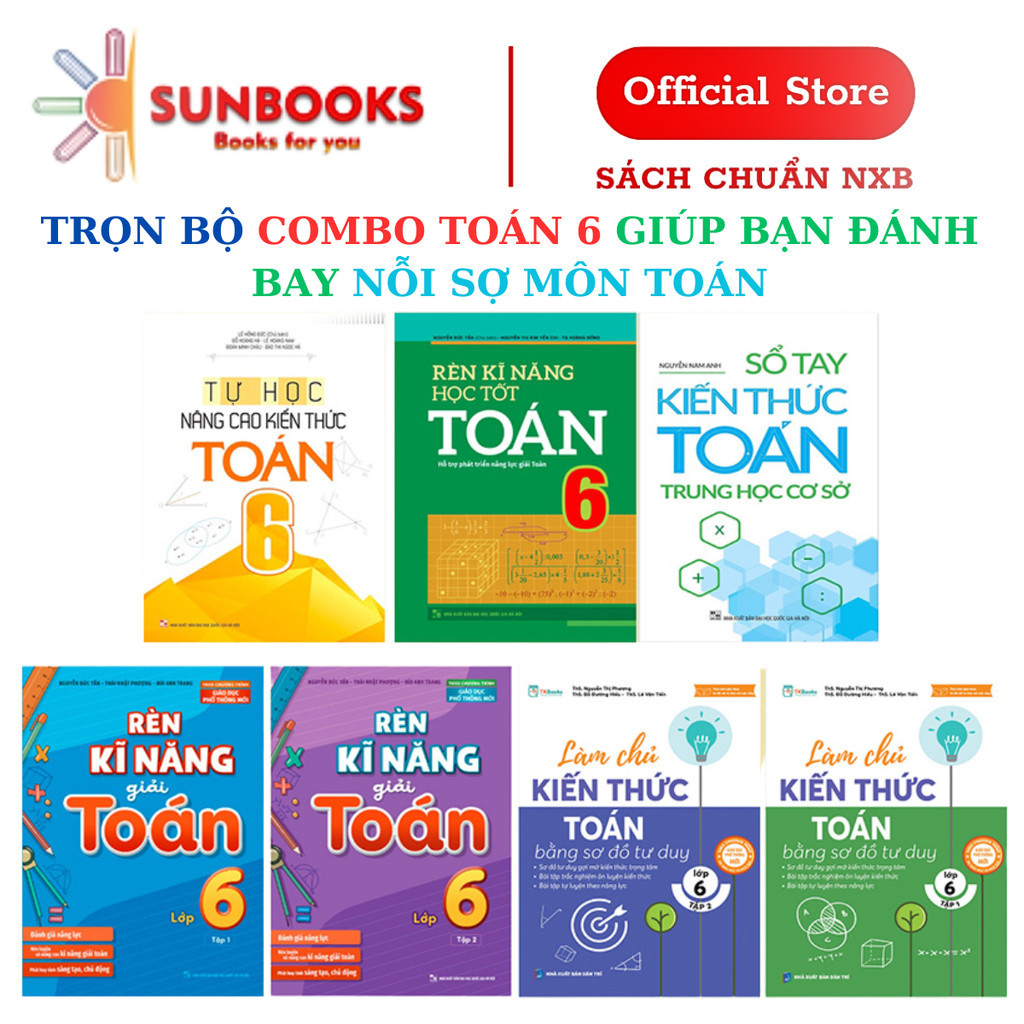 Sách - Trọn bộ học tốt toán, ngữ văn, tiếng Anh lớp 6(Toán nâng cao, rèn kĩ năng giải toán 6, sổ tay