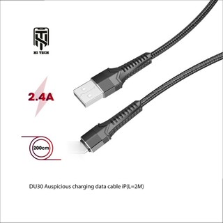 Dây sạc nhanh hoco du30 hỗ trợ sạc 2.4a, truyền dữ liệu từ usb to ln dây bện dù chống đứt dài 1m/2m.