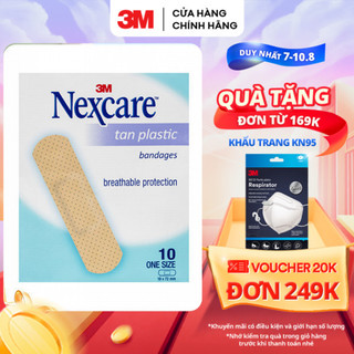 Băng keo cá nhân 3M™ Nexcare™, siêu dính, co dãn tốt, 100 miếng, 19x72mm, màu da, Giúp bảo vệ các vết thương nhỏ