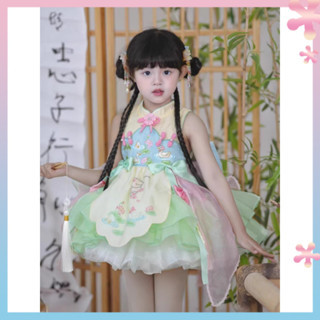  Váy dạ hội phong cách Trung Quốc trẻ em mùa xuân hè chính hãng cho bé gái sườn xám váy tutu trang phục Hán phục cách tân cho bé gái sinh nhật 
