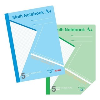 Vở Klong A4 200 trang caro 5x5 Ms 298 [Chọn Màu] Math Notebook [SOKLONG], cuốn tập sổ Klong
