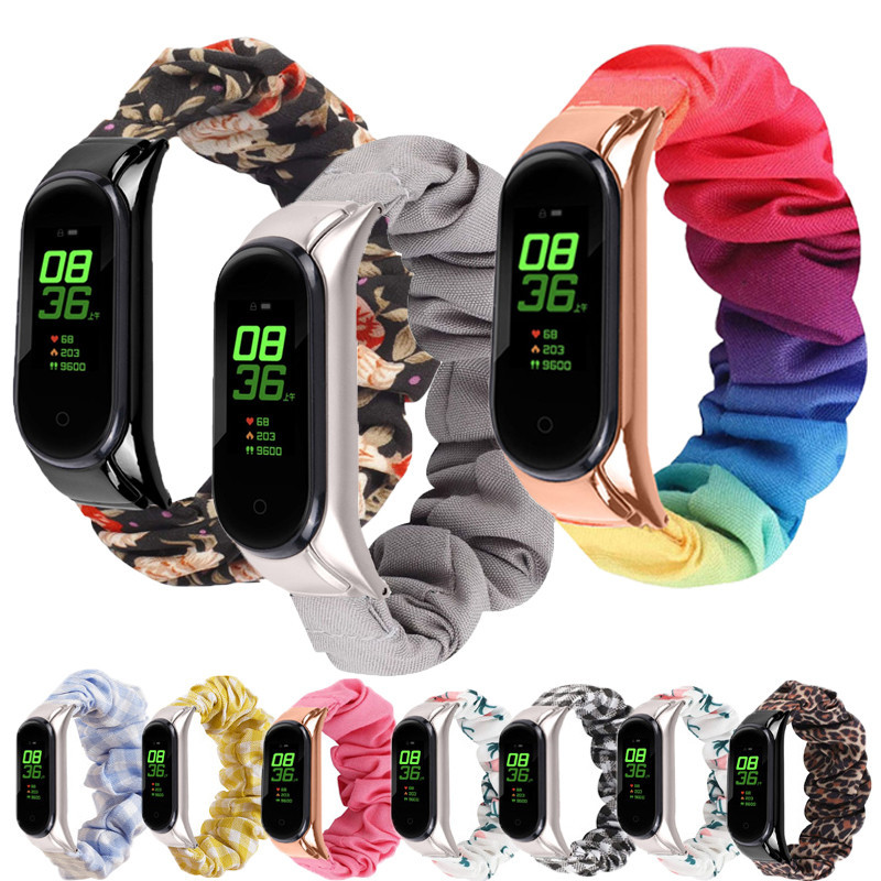 Dây đeo vòng co giãn cho Mi Band 6 / 5 Dây đeo vải Scrunchies Tương thích với Mi Band 4 / 3