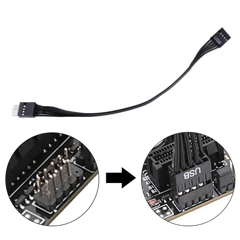 WELL 24AWG Máy tính 9 chân Kết nối Nam sang Nữ Cáp phẳng Usb Mở rộng 9 chân